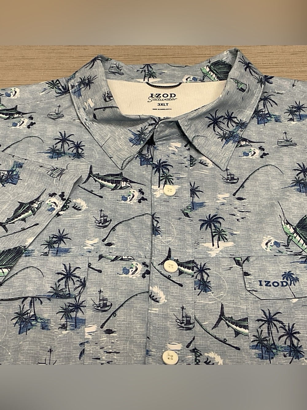 NWT IZOD Saltwater Men’s 3XLT Vented Marlin Performance Fishing Shirt